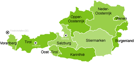 Kaart Oostenrijk -Wintersportgebieden 